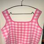 Primark Pink and White Gingham Check Pattern Cropped Tank Top Image 2