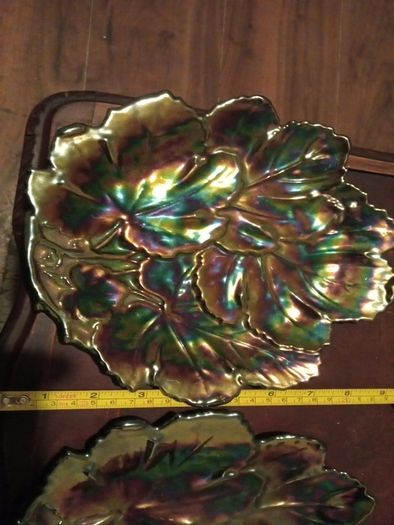 2 mid century enameled plates