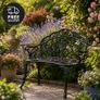 Garden Bench for 2 People Rose Design Cast Aluminium Image 2