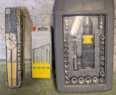 Ratchet Set, tile and glass cutter, glass drill bits