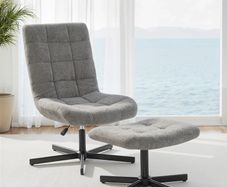 Recliner with Ottoman, 360 Swivel, Adjustable Height & 4-Position Back 26 x 31.5 x 36.6 40.9 in, Gray