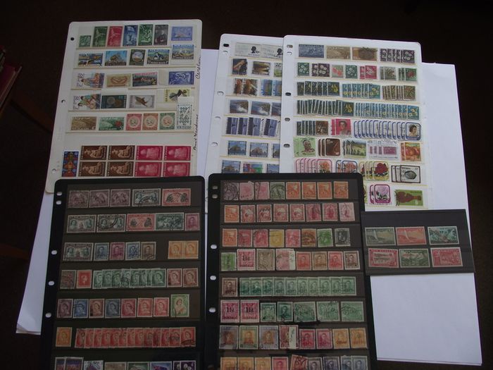 The collection of old stamps from New Zealand on stock cards (from Queen Victoria up to 1980s)