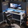 L Shaped Desk with LED Lights & Power Outlets, 100 cm Gaming Desk with 2 Shelves, Computer Table with Monitor Stand Image 3