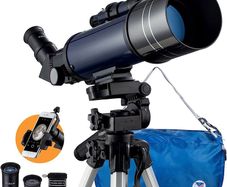 Telescope for Astronomy, 200X Pro 400/70 FMC Glass Optical Refractor Telescopes, With Adjustable Tripod Phone Adapter Barlow Lens Moon Filters Carrying Bag for Kids Adult Beginners