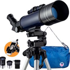 Telescope for Astronomy, 200X Pro 400/70 FMC Glass Optical Refractor Telescopes, With Adjustable Tripod Phone Adapter Barlow Lens Moon Filters Carrying Bag for Kids Adult Beginners