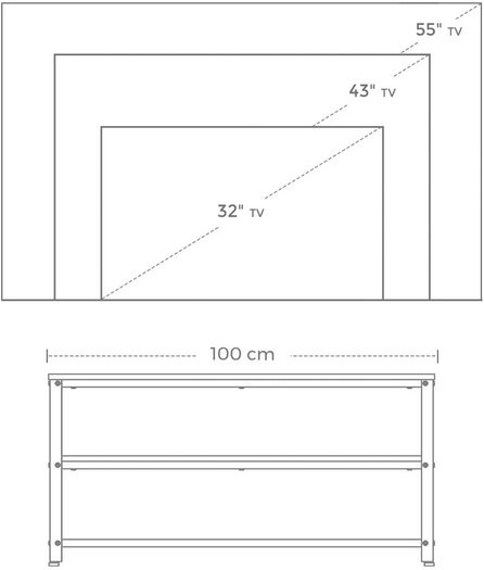 TV Stand for TV up to 43 Inches, Industrial Design Console / Lowboard / Living Room Table, Metal Frame, Wood Grain, Vintage, Dark Brown