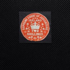 Supreme Court of Judicature Ireland - Two Shillings - 1883 Paper Crest/Stamp
