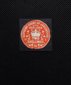 Supreme Court of Judicature Ireland - Two Shillings - 1883 Paper Crest/Stamp
