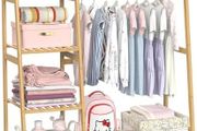 Kids Clothing Rack with Shelves, Bamboo Clothes Garment Rack for Kids Child Baby, Kids Dress Up Storage Rack with Top Shelf, Toddlers Wardrobe Closet for Nursery