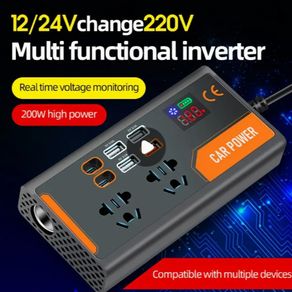 OHAONA 200W Car Inverter - 12V/24V to 220V Power Converter with LED Display - 26612