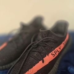 yeezys black and red