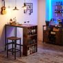 Bar Table with Shelf, Bar Table, Kitchen Table, 3 Open Compartments, Dining Table, Kitchen Counter for Kitchen, Dining Room, 110 x 60 x 100 cm, Industrial Design, Vintage Brown/Black Image 3