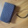 Stunning grey handbag with gold chain shoulder strap Image 7