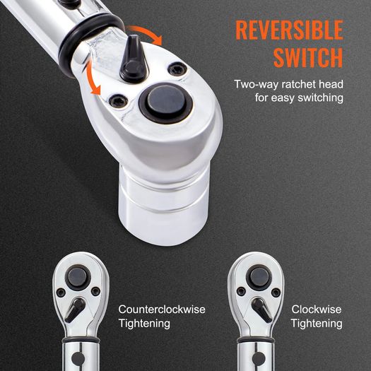 Torque Wrench, 1.3 cm Drive Click Torque Wrench 10-150ft.lb/14-204n.m, Dual-Direction Adjustable Torque Wrench Set, Mechanical Dual Range Scales Torque Wrench Kit with Adapters Extension Rod