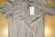 Ike Behar Beige Linen Blend Button Down Shirt - Sz L - BNWT