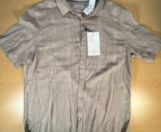Ike Behar Beige Linen Blend Button Down Shirt - Sz L - BNWT