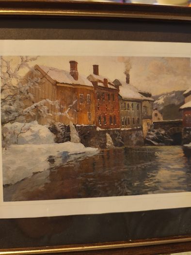 Framed print  of A Winter River Landscape Fritz Thaulow