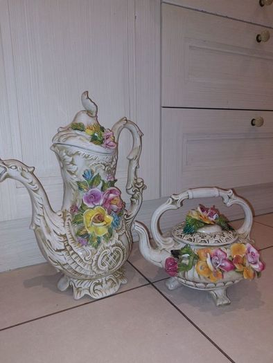 Vintage Capodimonte Pitcher/Jug and teapot