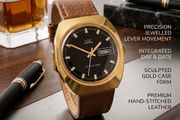 Astral Day-Date Mechanical Watch - 7 Jewels, 37mm Gold Case