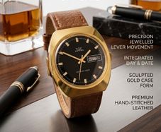 Astral Day-Date Mechanical Watch - 7 Jewels, 37mm Gold Case