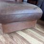 Armchair brown leather and footstool Image 3