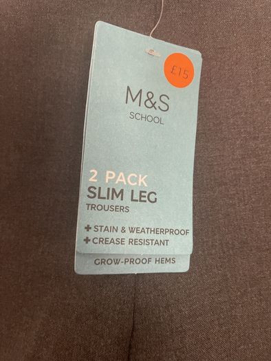 M&S school trousers grey x 2 age 11 to 12 new