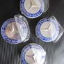 Mercedes Benz Classic 75mm Chrome / Blue 4 x Wheel Center Caps Cap Hub Image 3