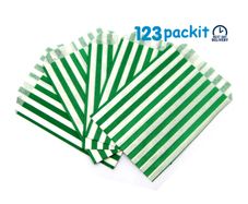 LOT of 400 pcs GREEN stripe sweet bags 5x7" ideal for candy weddings parties candy cart shop small retails and sweet shops SIZE 5x7 inches