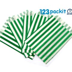 LOT of 400 pcs GREEN stripe sweet bags 5x7" ideal for candy weddings parties candy cart shop small retails and sweet shops SIZE 5x7 inches