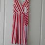 Wedding/Red/White Stripe Designer Evening Dress BNWT. Image 2