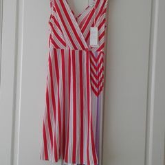 Wedding/Red/White Stripe Designer Evening Dress BNWT.