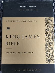 Holy Bible King James Sovereign Genuine Black Leather Edge Lined on3n3ss