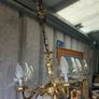 Brass ceiling light, five glass shades, heavy, D18 Image 2