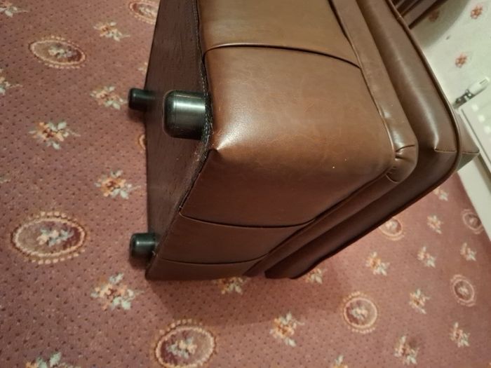Brown Leather Style Pouffe Footstool