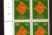 2004 Ireland 10th Anniversary of UN Year of the Family Commemorative Stamp Plate Block 1A1A1A1A Mint Never Hinged (MNH)