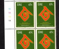 2004 Ireland 10th Anniversary of UN Year of the Family Commemorative Stamp Plate Block 1A1A1A1A Mint Never Hinged (MNH)