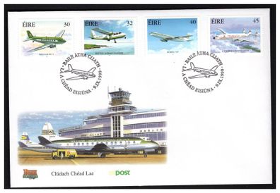 1999 Ireland Civil Aviation (Douglas DC3, Britten Norman Islander, Boeing 707 & Lockheed Constellation) Commemorative Stamps An Post First Day Cover (FDC)