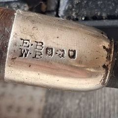 Antique Briar Pipe Silver Hallmark Ferrule E.B  W.B maker's mark for the Barling brothers