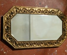 Arts & crafts embossed brass mirror