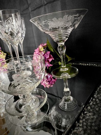 Vintage Etched Crystal  Beautiful Bundle in Mint Condition