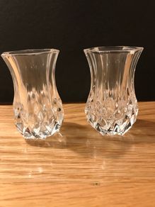 Two Small Vintage Cut Glass Vases