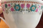 5 stamped china tea cups floral pattern and gold  guided cup