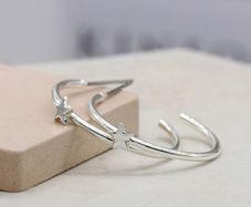 Peace of Mind Silver Plated Hoop Earrings with Stars