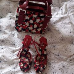 Karen Millen cherry handbag and sandles, size 38