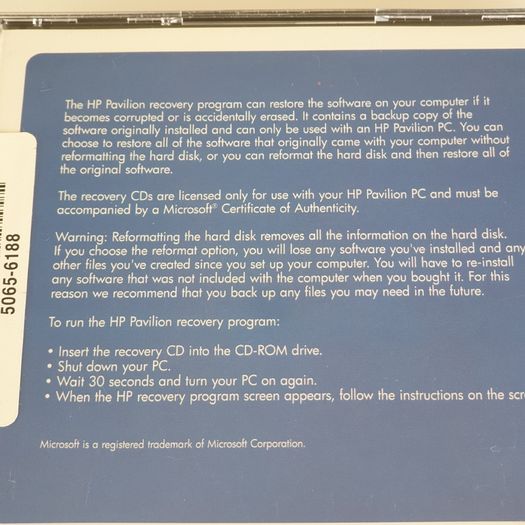 HP pavilion system recovery sealed