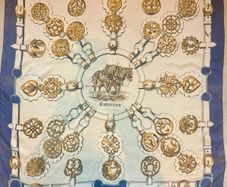 Authentic, vintage Hermes Cuivreries Silk Carre Scarf