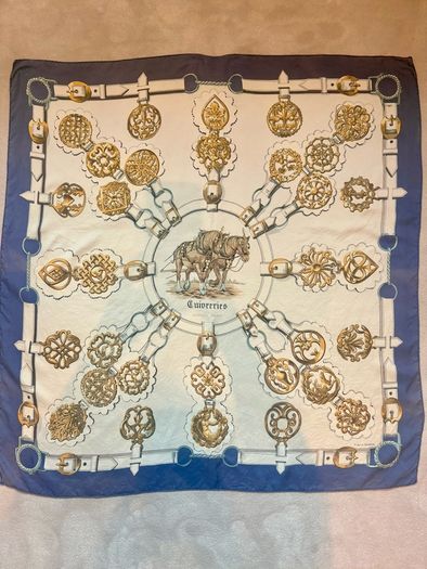 Authentic, vintage Hermes Cuivreries Silk Carre Scarf
