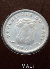 Mali 1961 Hippopotamus Coin Stamp cover BUNC
