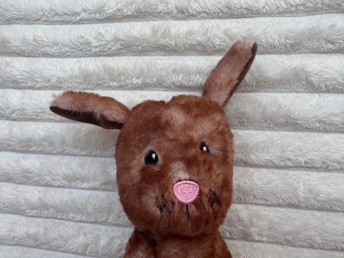 Little Town Brown Puppy Plush with Pink Nose approx. 18cm. Used Please see photos