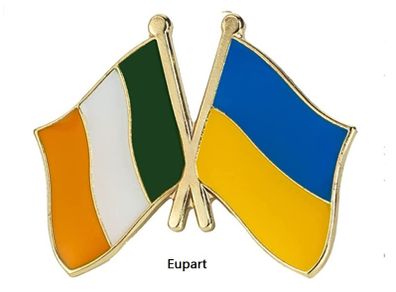 Ireland & Ukraine National Friendship Flag Metal Enamel Badge
